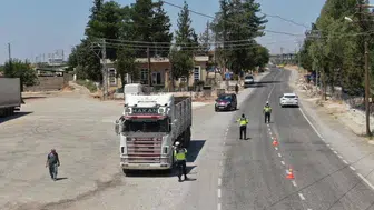 Kilis'te jandarma ekiplerinden dron destekli trafik denetimi