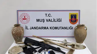 Muş'ta kaçak kazı operasyonunda silah ve malzeme ele geçirildi