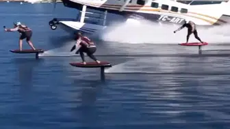 Bodrum'da 28 sporcu deniz üzerinde uçakla yarıştı