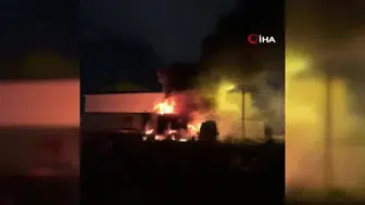 Bafra'da park halindeki tırda yangın çıktı