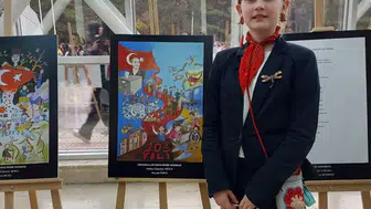 Düzceli Meryem Tural Cumhuriyet temalı resim yarışmasında Türkiye üçüncüsü oldu