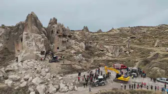 Göreme'de çöken peribacası havadan görüntülendi: İki kişi hayatını kaybetti