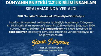 Bursa Uludağ Üniversitesi, dünyanın en etkili bilim insanları listesinde 26 akademisyenle yer aldı