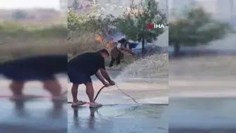 Edirne’de otluk alan yangınına itfaiye ve vatandaşlar müdahale etti