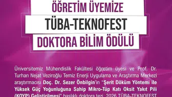 NÖHÜ öğretim üyesi Doç. Dr. Sezer Önbilgin, TÜBA-TEKNOFEST ödülünü kazandı