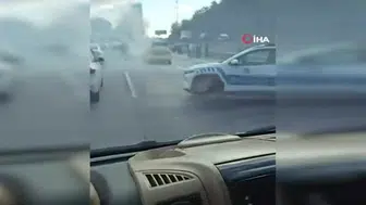 TEM otoyolunda seyir halindeki takside çıkan yangın kontrol altına alındı