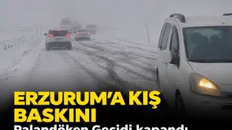 Erzurum'a kış baskını: Palandöken Geçidi kapandı, araçlar mahsur kaldı!