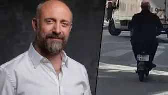 Nişantaşı'nda Halit Ergenç'in scooter yolculuğu: Trafiği böyle aştı