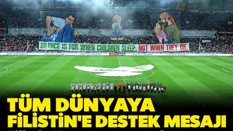 Filistin Milli Takımı ile Konyaspor'un karşılaştığı maçta tüm dünyaya Filistin'e destek mesajı verildi