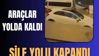 Ümraniye Şile Yolu'nda sağanak nedeniyle araçlar suda mahsur kaldı
