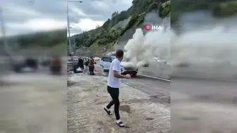 Bolu Dağı Tüneli girişinde cip yangını paniğe neden oldu