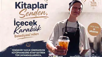 Karabük'te kitap getirenlere içecek ikramı