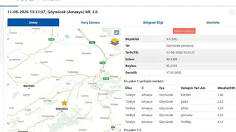 Amasya'nın Göynücek ilçesinde 3,6 büyüklüğünde deprem meydana geldi