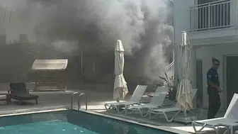 Bodrum'daki otel avlusunda çıkan yangında büyük hasar yaşandı