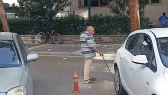 İlkadım'da öğretmenevi duvarından beton parçaları düştü, güvenlik önlemleri alındı