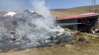 Kars'ta yangında bin balya ot kül oldu: Çiftçinin emeği yok oldu