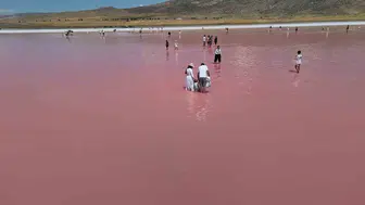 Tuz gölü yaz aylarında pembeleşerek ziyaretçilerini büyüledi
