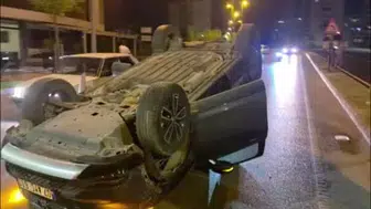 Antalya'da virajı alamayan otomobil takla attı: Sürücü yaralandı