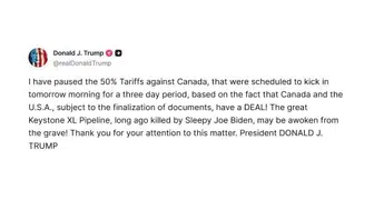 Trump, Kanada gümrük vergilerini 3 gün askıya aldı
