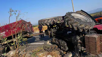Söke'de traktör kazası: Kontrolden çıkan araç devrildi, 1 kişi yaralandı