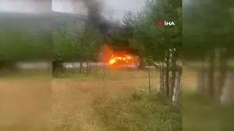 Tokat'ta yanan otomobilden yükselen alevler paniğe neden oldu