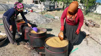Erzincan'da kış hazırlıkları için bulgur kaynatma geleneği sürdürüldü