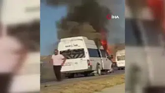 Ankara'da iki farklı yangın olayı: servis minibüsü ve otomobil alev alev yandı