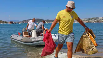 Gümbet'te deniz dibi temizliği etkinliği: 310 kilogram atık çıkarıldı