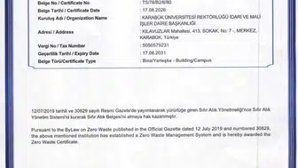 Karabük Üniversitesi sıfır atık belgelerini yenileyerek çevre hedeflerini sürdürüyor