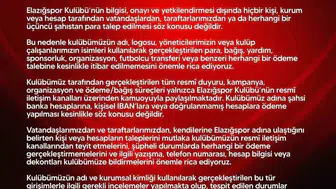 Elazığspor'dan dikkat çeken uyarı: dolandırıcılık girişimlerine karşı önlem çağrısı
