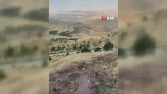 Ankara'da ağaçlık alanda çıkan yangının anı cep telefonu ile kaydedildi