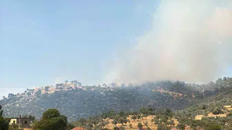 Çine’de orman yangınına hava ve karadan müdahale sürüyor