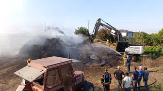 Gönen'deki yangın, 90 ton samanı kül etti