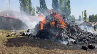 Kars'ta çiftçinin emekleri yanarak yok oldu: Bin balyalık ot kül oldu