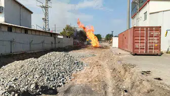 Tekirdağ'da altyapı çalışması sırasında doğal gaz yangını paniğe neden oldu