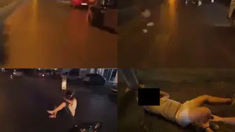 Mersin'de motosikletin yayaya çarpması kask kamerasında görüntülendi