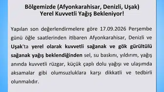 Uşak'ta beklenen şiddetli yağışlar için valilikten uyarı