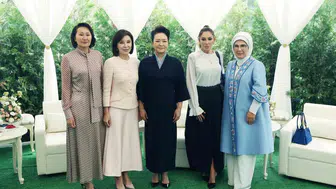 Emine Erdoğan, Kırgızistan'da lider eşleriyle sanatı ve kültürü paylaştı