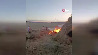 Tekman'da yangın felaketi: Yüzlerce ot balyası alevlere teslim oldu