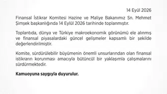 Hazine ve Maliye Bakanı başkanlığında finansal istikrar komitesi toplandı