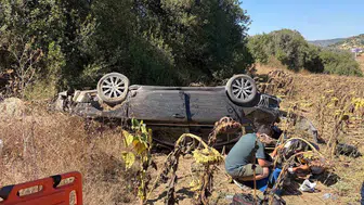 Bilecik'te otomobil tarlaya uçtu, 1 kişi yaralandı