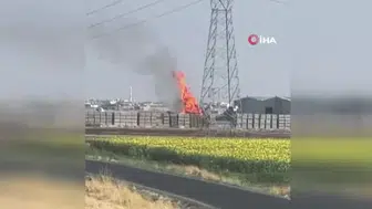 Mardin'de tarla yangını, imalathaneyi tehdit etti
