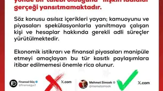 DMM, Bakan Şimşek'in istifasına yönelik iddiaları yalanladı