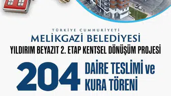 Melikgazi, Yıldırım Beyazıt'ta 204 daireyi sahiplerine teslim ediyor
