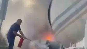Iğdır'da seyir halindeki tankerin lastikleri alev aldı