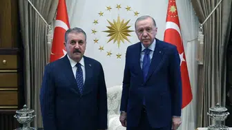 Cumhurbaşkanı Erdoğan, BBP lideri Destici'yi makamında ağırladı