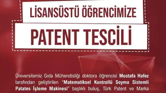 Niğde Üniversitesi öğrencisinden devrim niteliğinde buluş: Patent tescili aldı