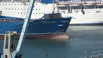 Dron saldırısının ardından Ro-Ro gemisi Trabzon Limanı'na demirledi