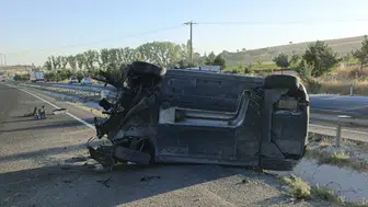 Sivrihisar'da otomobil yan yattı: 1 kişi yaralandı