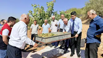Adıyaman'da fıstık hasadı sürerken tarım işçilerine destek ziyareti